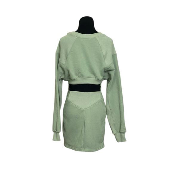 EVNL green long sleeves open back mini dress size Small - Picture 5 of 16